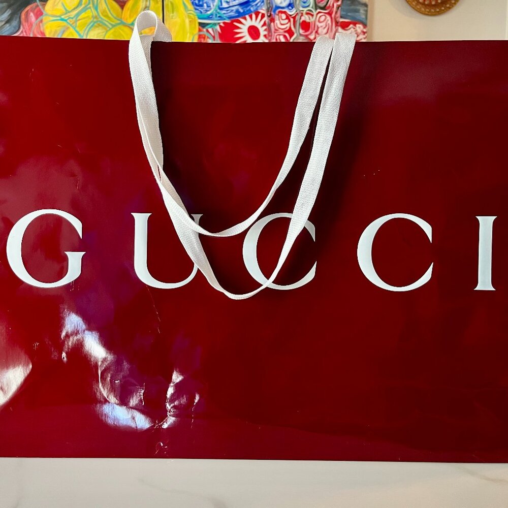 Gucci Burgundy and White Shopper Bag
